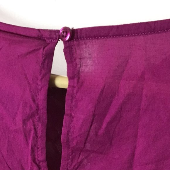 Farm Rio Purple Puff Sleeve Blouse Embroidered Lace Bib - Picture 9 of 13